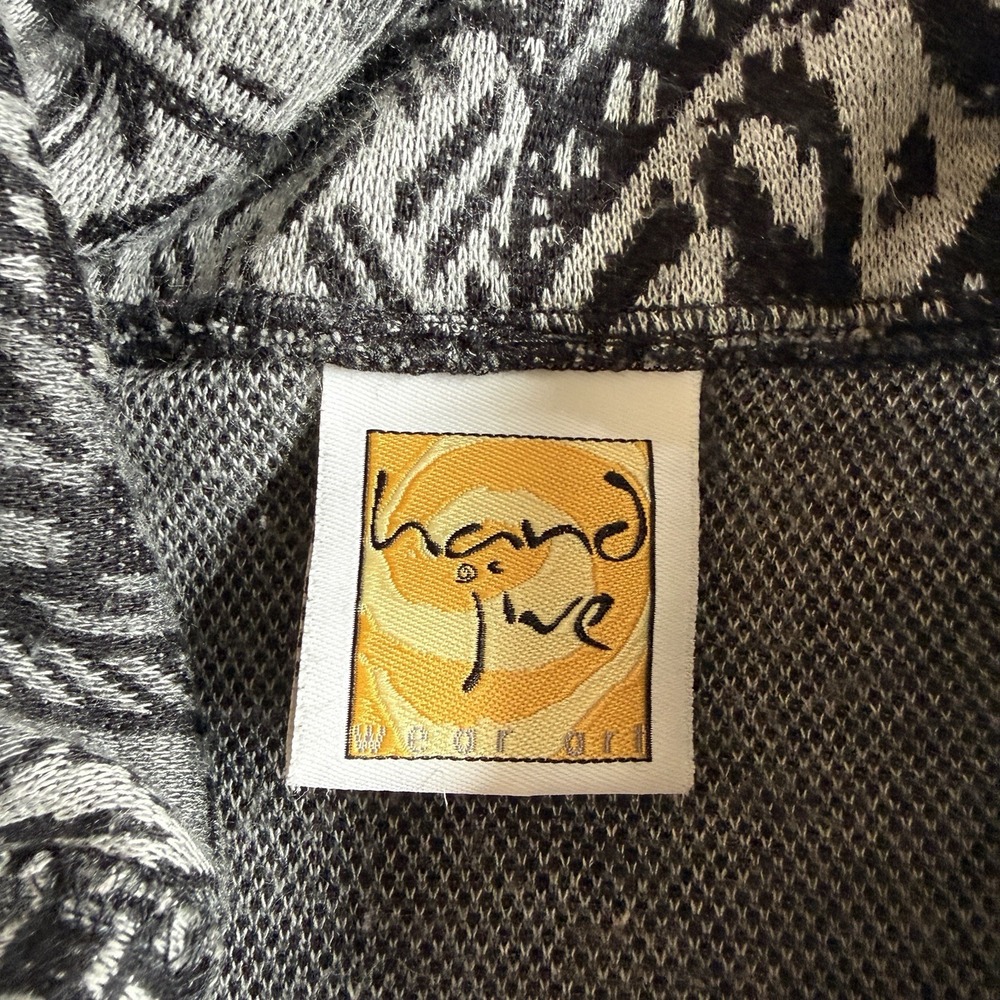 Hand Jive‎ Tapestry Jacket Sz L Black Southwestern Tribal Handmade Long Art $168 - Picture 5 of 9